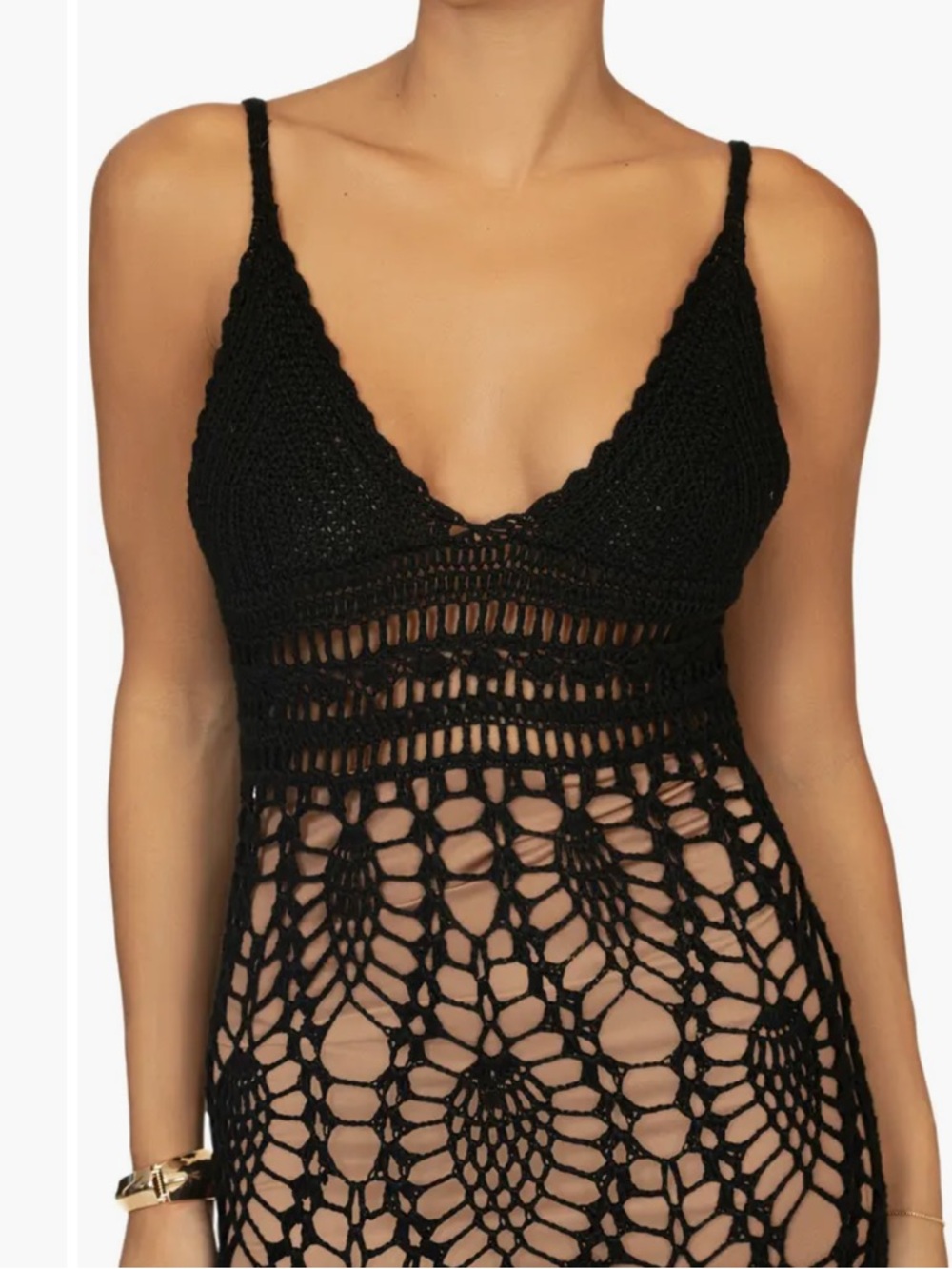 JLUXLABEL GREAT ESCAPE CROCHET MAXI DRESS LINED BODYCON BOHO GLAM **NWOT** - Picture 3 of 16
